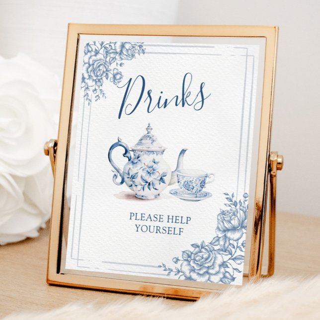 Blue Victorian Garden Bridal Tea Drinks Sign (Creator Uploaded)