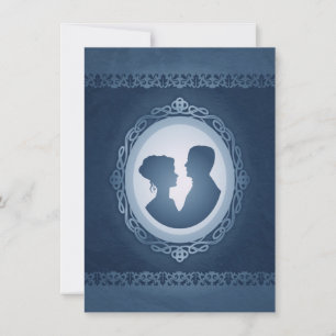 Blue Victorian Gothic Cameo Wedding Invitations