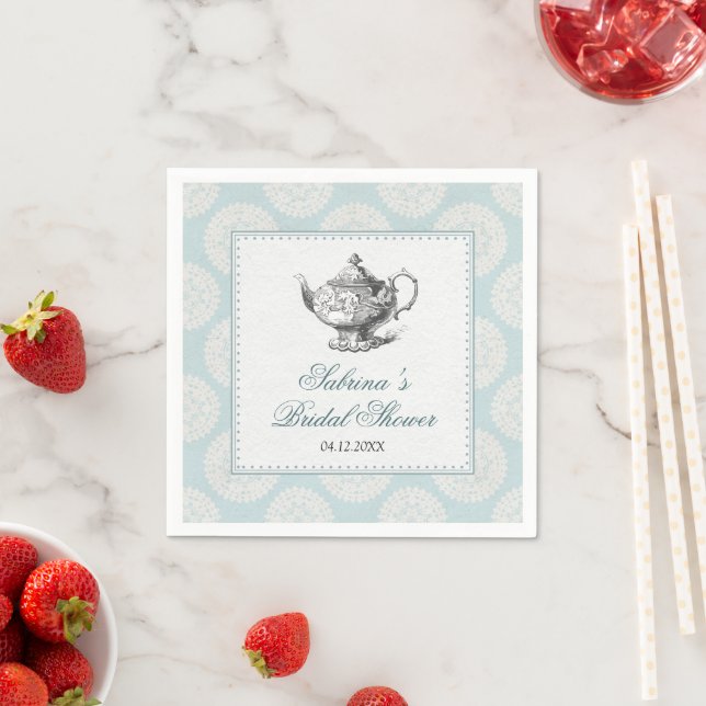 Blue Victorian High Tea Party Napkin (Insitu)
