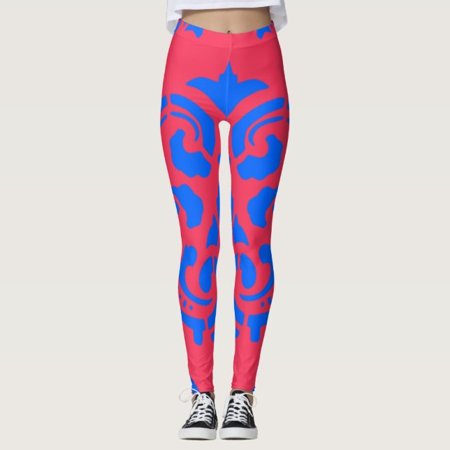 Blue Victorian Pattern Leggings (Front)