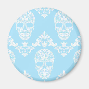 blue victorian skulls magnet