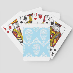blue victorian skulls playing cards