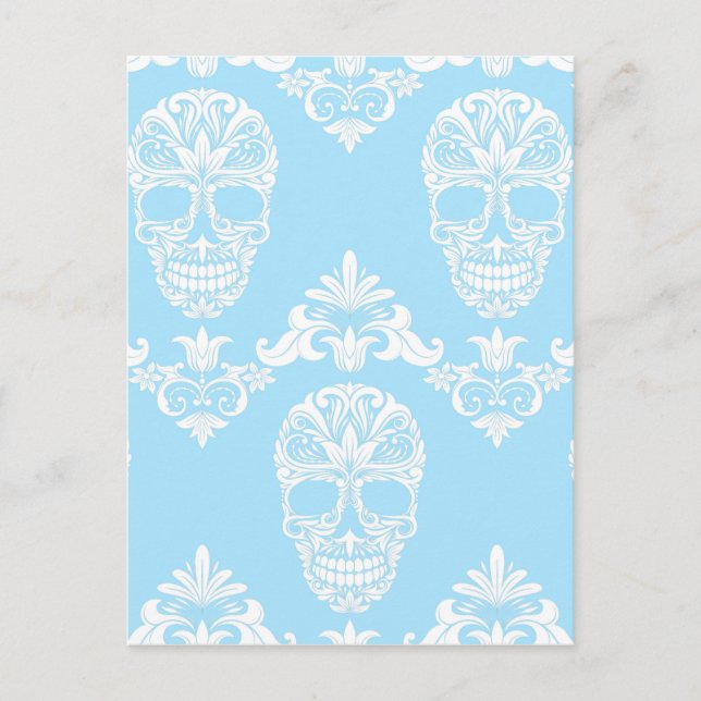 blue victorian skulls postcard (Front)