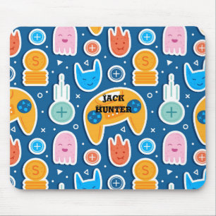 Blue Video Game Pattern Name Personalised  Mouse Pad