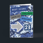 Blue Video Gamer 23rd Birthday Card<br><div class="desc">A cool blue video gamer 23rd birthday card for him. It features a pixel video game blue design on the front and back of the card. The inside reads a level up birthday card message which can be easily personalised if wanted. This fun gamer birthday card would make great keepsake...</div>