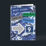 Blue Video Gamer 9th Birthday Card<br><div class="desc">A cool blue video gamer 9th birthday card for boys. It features a pixel video game blue design on the front and back of the card. The inside reads a level up birthday card message which can be easily personalised if wanted. This fun gamer 9th birthday card would make a...</div>