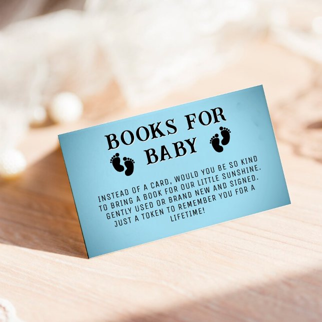 Blue Vignette Footprint Books for Baby Shower Enclosure Card (Blue Vignette Footprint Books for Baby Shower Enclosure Card)