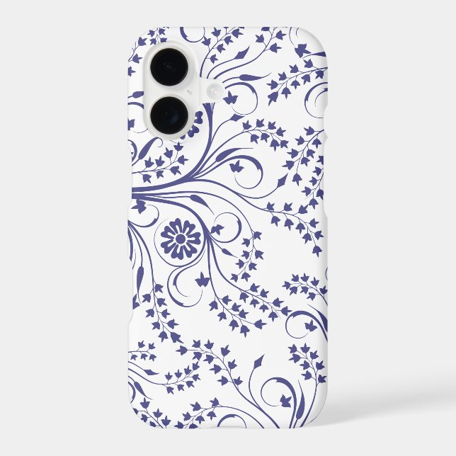 Blue Vine Damask Floral Phone Case (Back)