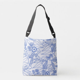Blue Vines and Flowers Crossbody Bag