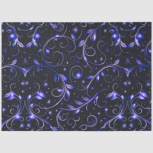 Blue Vines Leaves Stars Christmas Tissue Paper