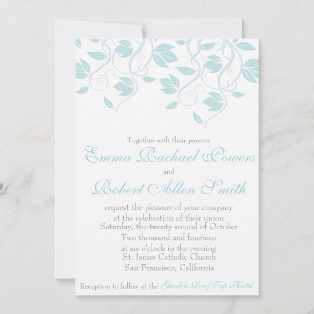 Blue Vines -Wedding invitations (Front)