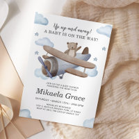 Blue Vintage Aeroplane Boy Baby Shower