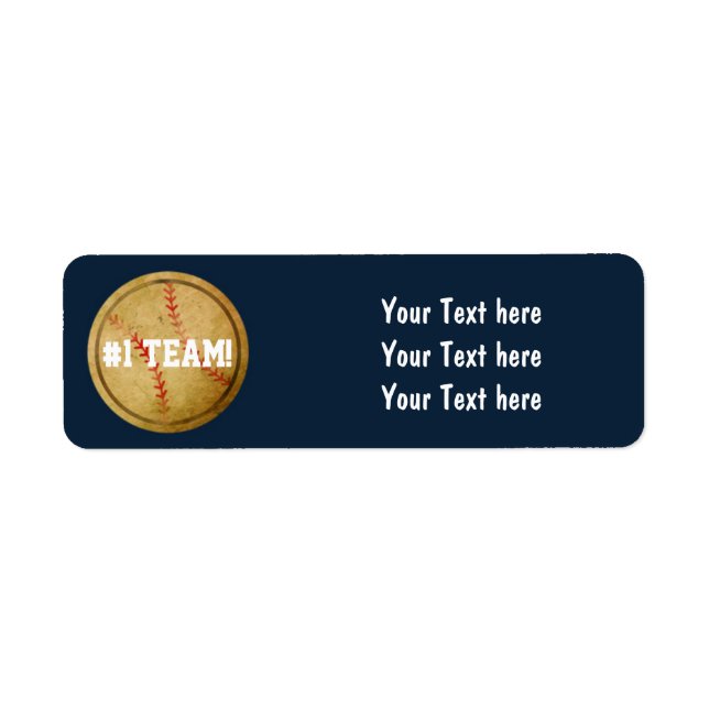 Blue Vintage Baseball Team Party Address Labels (Front)