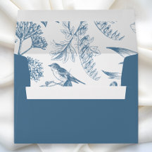 Blue Vintage botanical Chinoiserie floral