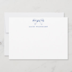 Blue Vintage Bow Personalised Stationery Card