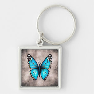 Blue Vintage Butterfly Key Ring