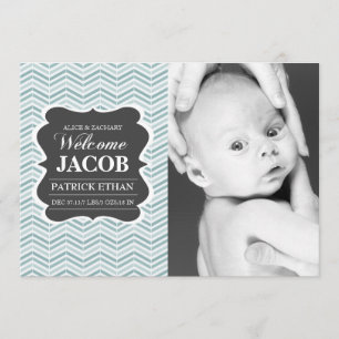 Blue Vintage chalkboard Birth Announcement