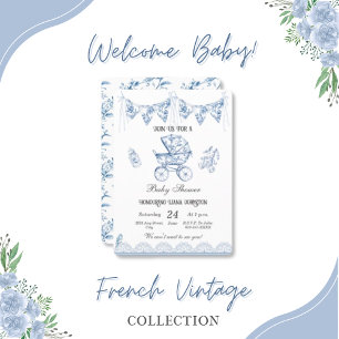 Blue Vintage Chinoiserie-Baby Shower Invitation