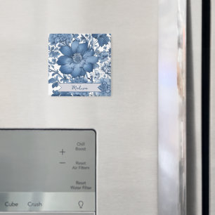 Blue Vintage Chinoiserie Floral Personalised Magnet