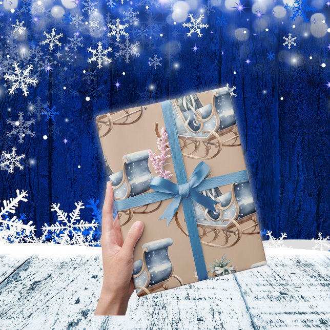 Blue Vintage Christmas Sleigh | Wrapping Paper (Creator Uploaded)