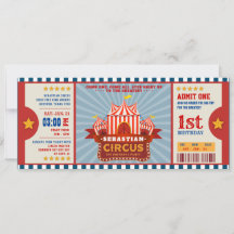 Blue Vintage Circus Ticket Entrance First Birthday