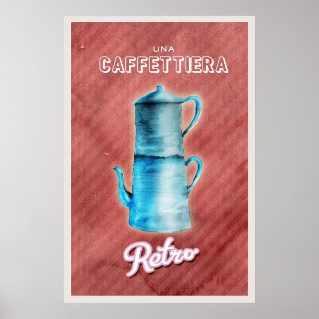 Blue Vintage Coffee Pot Poster (Front)