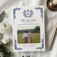 Blue Vintage Crest Monogram Wedding