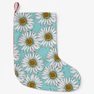 Blue Vintage Daisy Floral Pattern Small Christmas Stocking