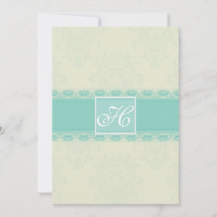 Blue Vintage Damask Wedding Invitation