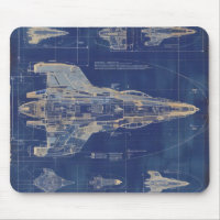 Blue Vintage Diagram Space Ship
