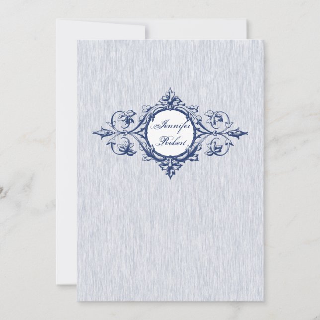 Blue Vintage Elegance Wedding Invitation (Front)
