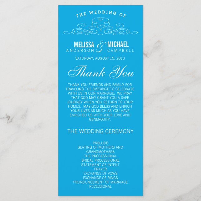 BLUE VINTAGE ELEGANCE | WEDDING PROGRAM (Front)