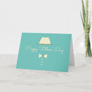 Blue Vintage Elegant Hat and Bow Tie Father's Day Card