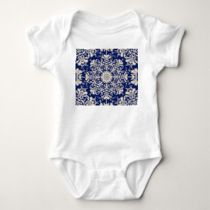 Blue Vintage: Elegant Seamless Pattern. Baby Bodysuit