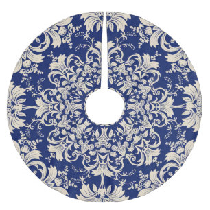 Blue Vintage: Elegant Seamless Pattern. Brushed Polyester Tree Skirt
