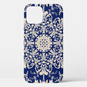 Blue Vintage: Elegant Seamless Pattern. iPhone 12 Case