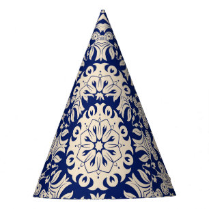 Blue Vintage: Elegant Seamless Pattern. Party Hat