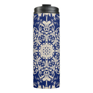 Blue Vintage: Elegant Seamless Pattern. Thermal Tumbler