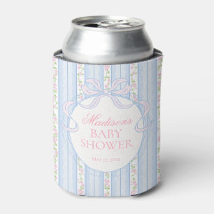 Blue Vintage Fancy Floral Baby Shower Favour Can Cooler