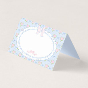 Blue Vintage Fancy Floral Place Card Table Decor