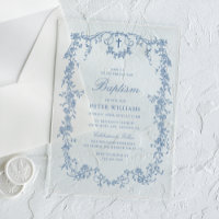Blue Vintage Floral Boy Baptism Christening