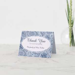 Blue Vintage Floral Pattern 2 Sympathy Thank You Card