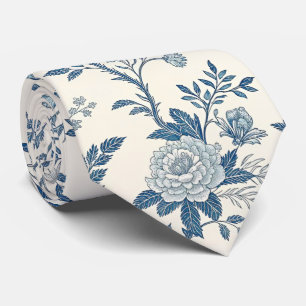 Blue Vintage Floral Pattern Tie
