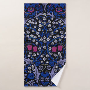 Blue Vintage Floral Pattern, William Morris Bath Towel