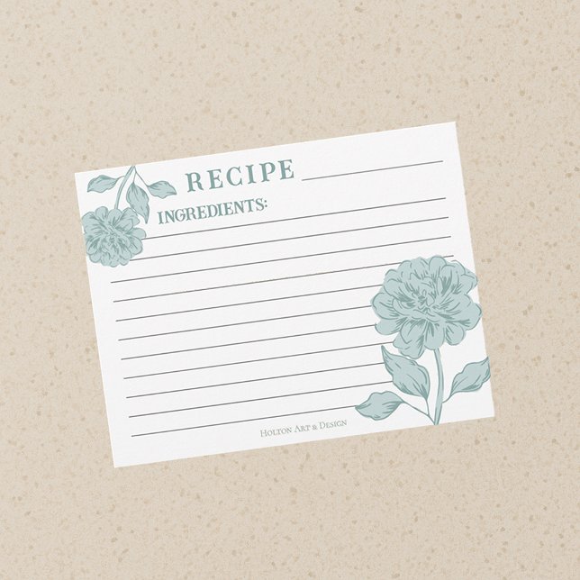 Blue Vintage Floral Recipe Card (Creator Uploaded)
