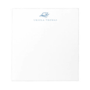 Blue Vintage Floral Shell Personalised Notepad