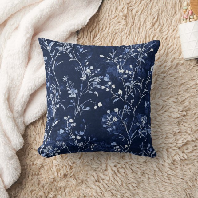 Blue Vintage Floral Toile Pattern (10) Cushion (Blanket)