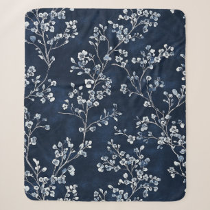 Blue Vintage Floral Toile Pattern (13) Sherpa Blanket