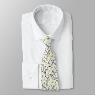 Blue Vintage Floral Toile Pattern (1) Tie