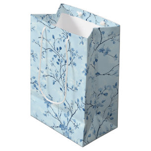 Blue Vintage Floral Toile Pattern (7) Medium Gift Bag